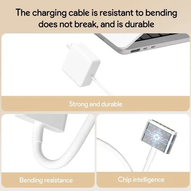 Alt view image 3 of 6 - Mac Book Pro Charger - 60W Magnetic 2T-Tip Power Adapter for Mac Book Pro/Air 11/13-inch Laptop (Between 2012-2017)