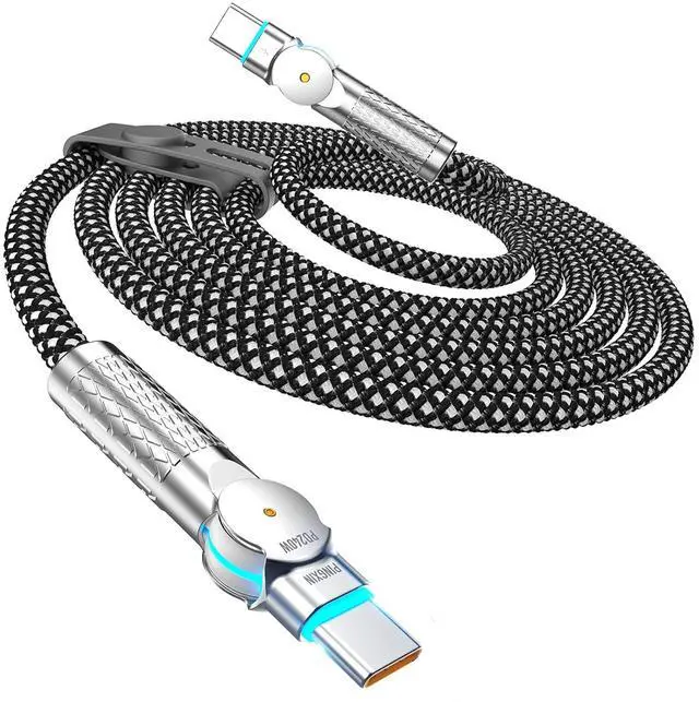 Alt view image 7 of 7 - USB C to USB C Cable 10FT 240W 180°Rotating USB C Cable Braided Type C Charger Cable Fast Charge for iPhone 16/16Pro/16Plus/16ProMax MacBook Air iPad Pro Pixel  Galaxy S23/S24 Ultra-Black