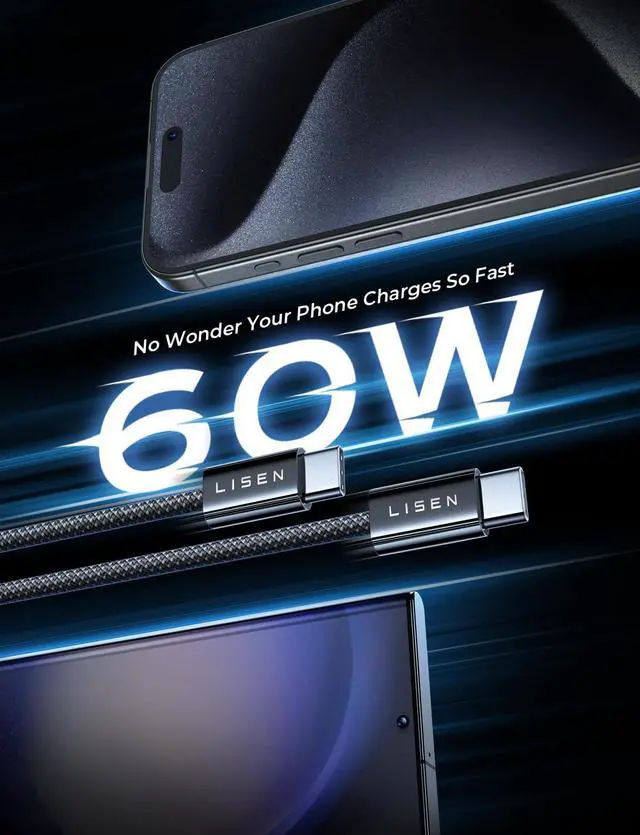 Alt view image 2 of 7 - for iPhone 16 15 USB C to USB C Fast Charging 60W 3-Pack 3.3ft USB C Cable Type C Fast Charging Charger Cable for iPhone 16 15  S24 S23 iPad Pro 13 12.9 11 inch iPad Air 5 Black