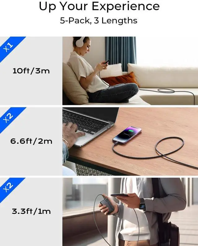 Alt view image 7 of 7 - for iPhone 16 15 USB C to USB C Fast Charging 60W 3-Pack 3.3ft USB C Cable Type C Fast Charging Charger Cable for iPhone 16 15  S24 S23 iPad Pro 13 12.9 11 inch iPad Air 5 Black