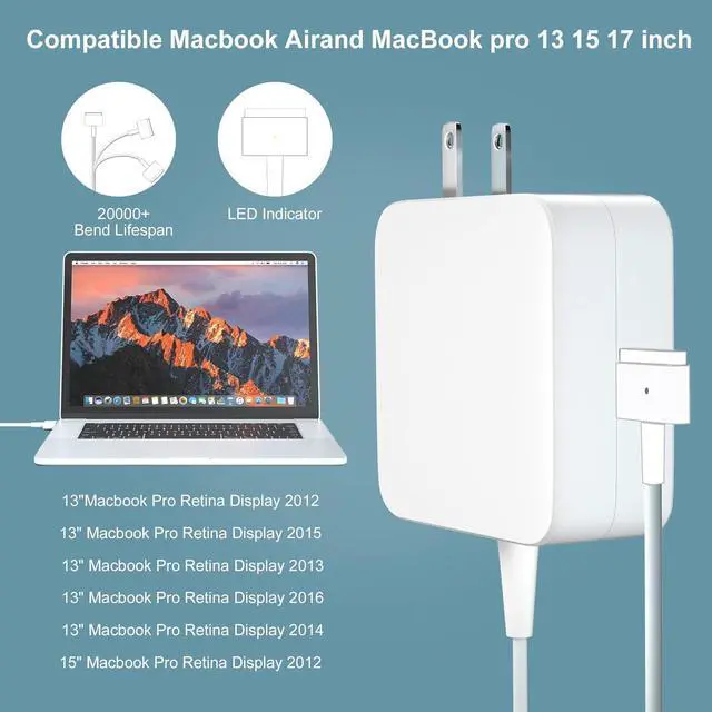 Alt view image 5 of 7 - 85W A1502 A1398 Mac Book Pro Charger - Fast T-Tip Power Adapter Fit for Mac Book Pro 17 15 13 Laptop A1424 Supply Cord (Retina 2012-2015)