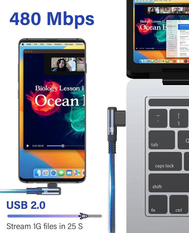 Alt view image 6 of 7 - iPhone 16 Charger USB to Type C Cable Double Right Angle [2-Pack 3.3FT] Fast Charging Cord for iPhone 16 15 Pro Max Plus  Galaxy S25 S24 S23 S22 S21 S20 A54 A15 Note Flip LG Pixel Moto
