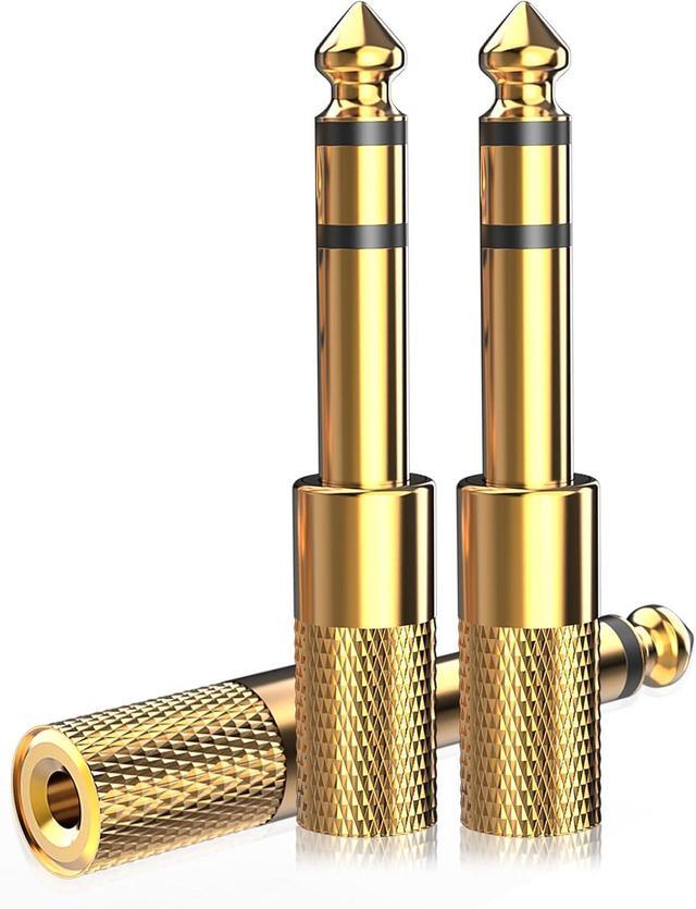 Main image of 3-Pack 6.35mm Male to 3.5mm Female (1/4 in to 1/8 in) Stereo Headphone Adapter Audios Jack Adapter Thickened Gold Plated Hi-Fi for Auxiliary Cables Amplifiers Guitars Digital Pianos.