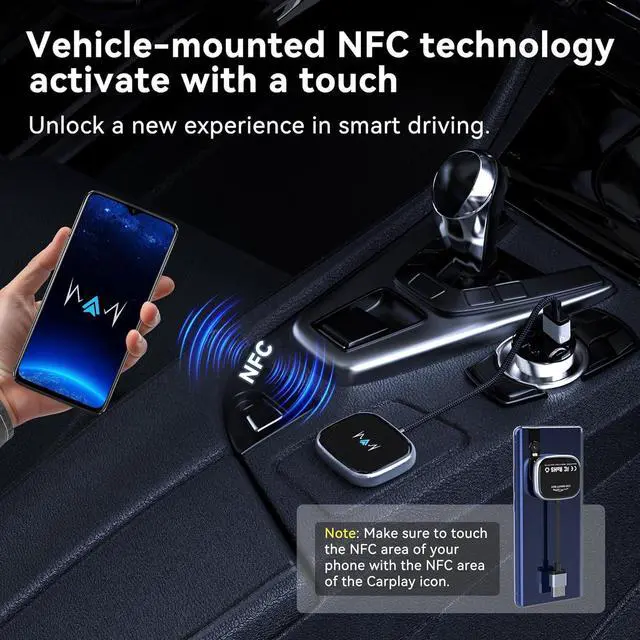 Alt view image 3 of 7 - Wireless Android Auto Adapter, Wireless carplay Adapter, Latest NFC Touchscreen Connectivity, Wireless Plug-and-Play for Android Devices (Android 11 and Above)