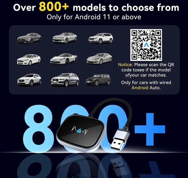 Alt view image 7 of 7 - Wireless Android Auto Adapter, Wireless carplay Adapter, Latest NFC Touchscreen Connectivity, Wireless Plug-and-Play for Android Devices (Android 11 and Above)