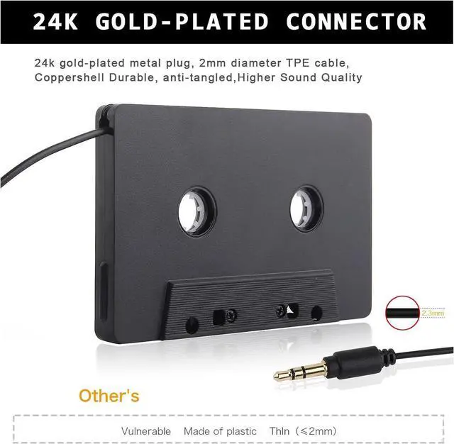 Alt view image 4 of 7 - Car Audio Cassette Adapter 3.5mm Auxillary Cable Cassette Receiver Stereo Audio Tape Converter Cassette Tape to Aux Adapter for Vintage Car Radio