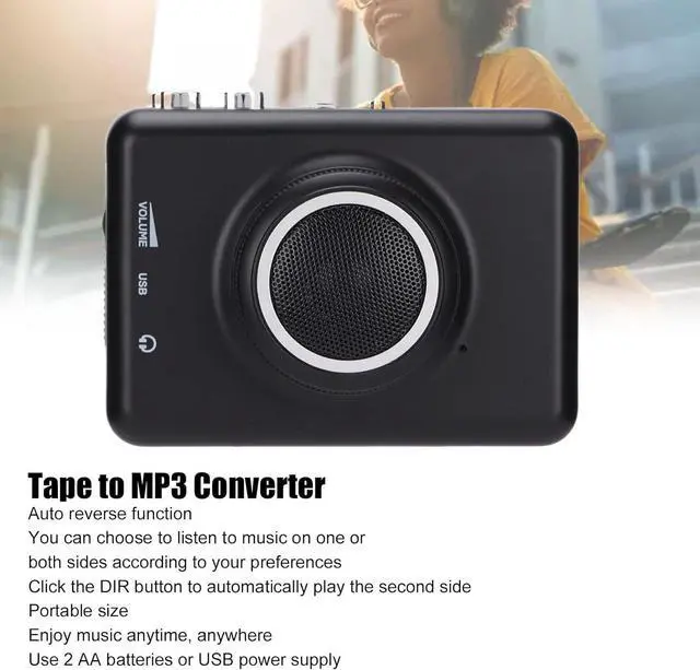 Alt view image 2 of 7 - Cassette to MP3 Converter Portable Bluetooth Cassette Player with Auto Reverse Cassette to Digital MP3 Converter Recorders for 2000 for ME for XP for 7 for Vista