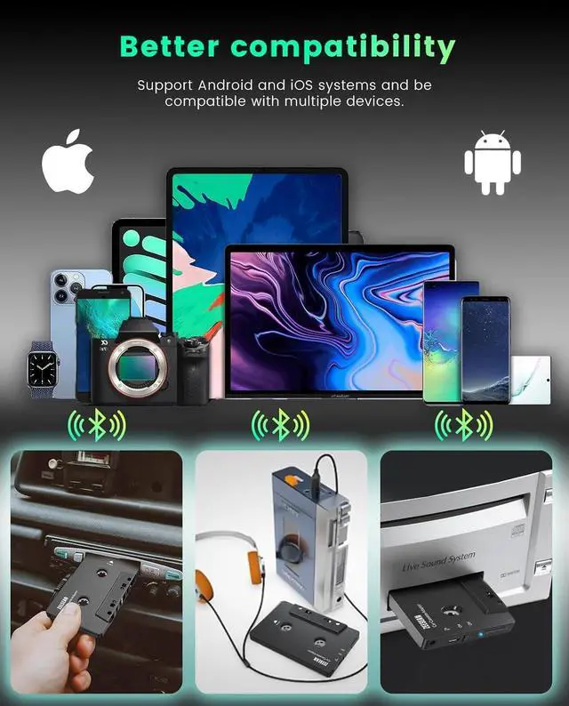 Alt view image 4 of 5 - Cassette Bluetooth Adapter for Car Wireless 5.1 Bluetooth Cassette Adapter Wireless Cassette Receiver for Car