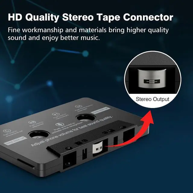 Alt view image 4 of 7 - Car Cassette Aux Adapter with Microphone 3.5MM Cable Audio Cassette Tape Adapter Player for Car MP3 Phone 3.2 Feet Cable