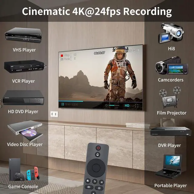 Alt view image 5 of 7 - 4K HDMI Video Recorder with Analog to Digital Converter RCA/CVBS for VHS VCR DVR DVD Hi8 Mini DV Camcorder Cassette Gaming Consoles Easy to use No PC Needed AV to HDMI Adapter