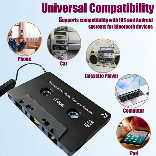 Alt view image 2 of 7 - Cassette Adapter Car Bluetooth Audio Receiver Work While Charging Support TF Card