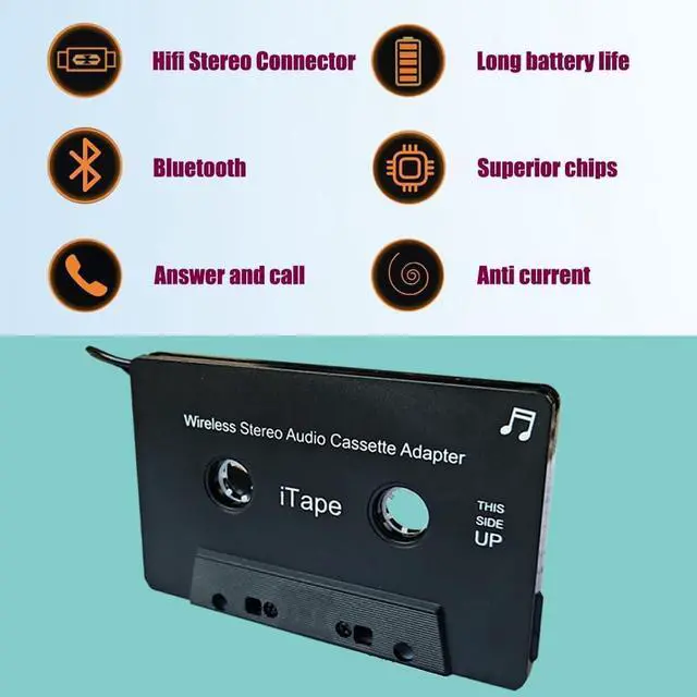 Alt view image 7 of 7 - Cassette Adapter Car Bluetooth Audio Receiver Work While Charging Support TF Card