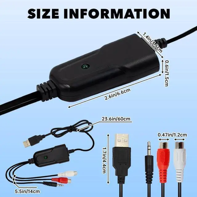Alt view image 2 of 6 - USB 2.0 Audio Converter Grabber RCA to USB Digital Audio Capture Device for Cassette Tapes to MP3 Converter Compatible with Windows XP/7/8/10 and Mac OS 10.14