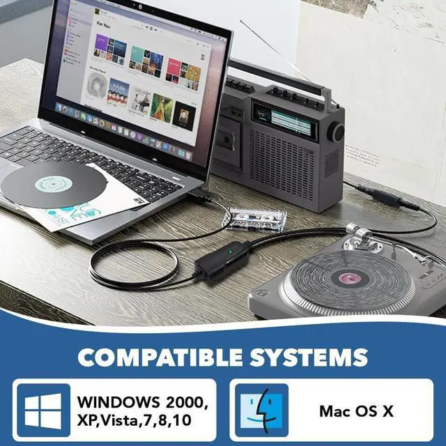 Alt view image 5 of 6 - USB 2.0 Audio Converter Grabber RCA to USB Digital Audio Capture Device for Cassette Tapes to MP3 Converter Compatible with Windows XP/7/8/10 and Mac OS 10.14