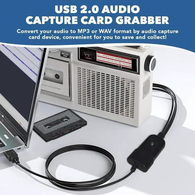 Alt view image 6 of 6 - USB 2.0 Audio Converter Grabber RCA to USB Digital Audio Capture Device for Cassette Tapes to MP3 Converter Compatible with Windows XP/7/8/10 and Mac OS 10.14