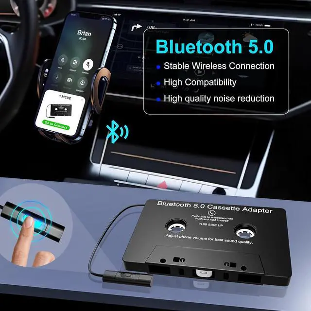 Alt view image 5 of 7 - Car Audio Cassette Player Adapters Tape Player Bluetooth 5.0 Cassette Aux Adapter Stereo Two-Channel Tape Audio Adapter Suitable for Mobile Phones MP3 Players Tablet Computers