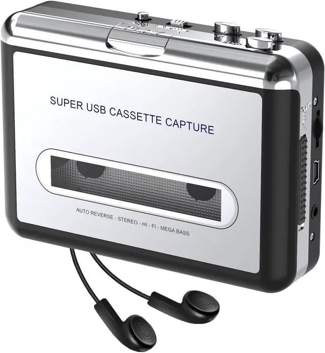 Main image of Cassette Player - Compact Tape Player Portable Recorder with Earphone-Convert Audio Music Cassette to MP3 Digital Compatible with Laptop/PC/MAC- for Entertainment Travel Light Sports(Silver)