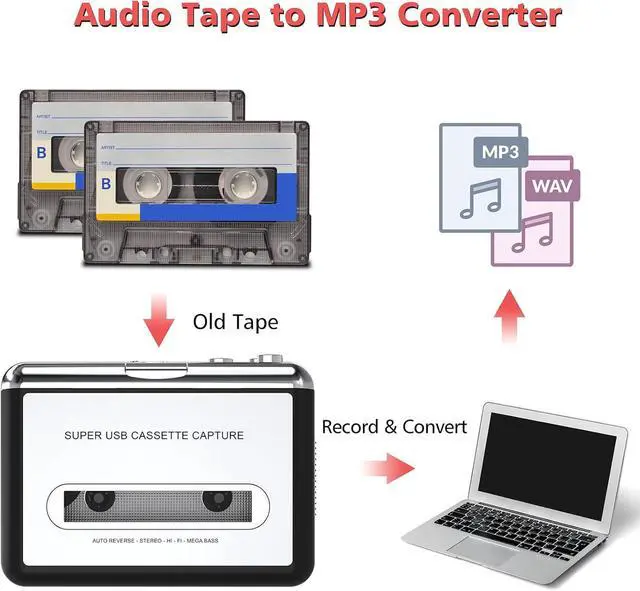 Alt view image 2 of 7 - Cassette Player - Compact Tape Player Portable Recorder with Earphone-Convert Audio Music Cassette to MP3 Digital Compatible with Laptop/PC/MAC- for Entertainment Travel Light Sports(Silver)