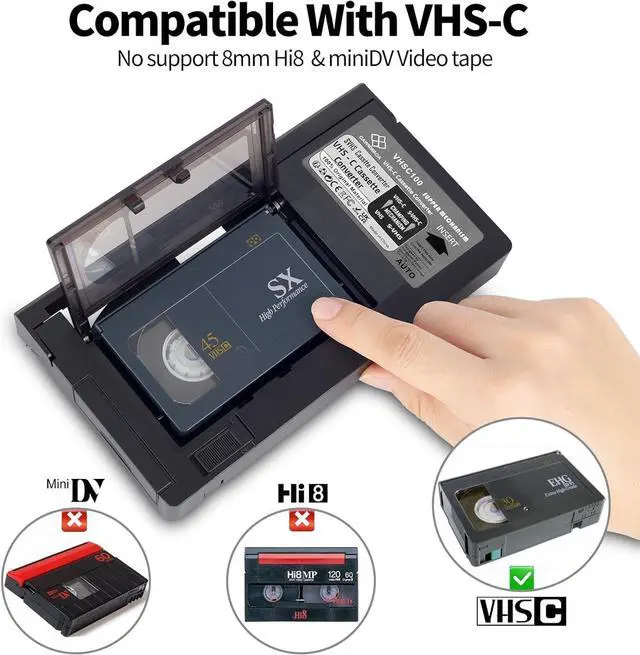 Alt view image 6 of 7 - Motorized VHS-C Cassette Adapter Compatible 12mm SVHS VHS-C to VHS VHSC Ideal for VCR Player Video Cassette Player and VHS to Digital Converting