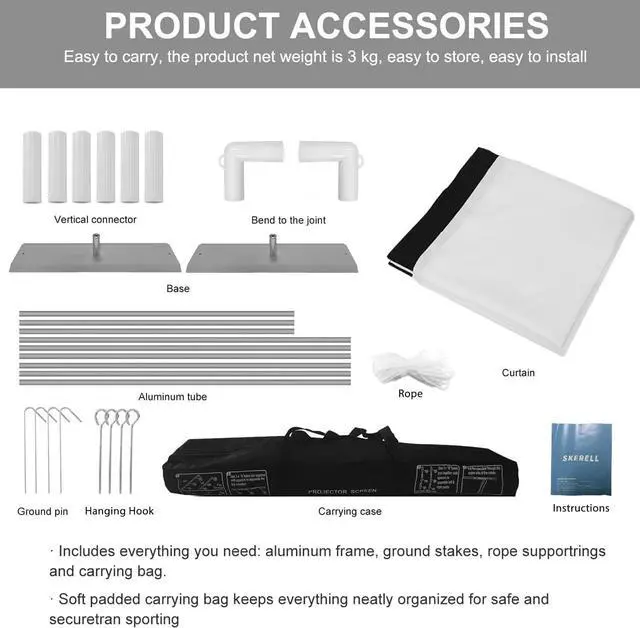 Alt view image 5 of 7 - Outdoor Projector Screen with Stand 100 Inch: Portable Projection Screen for Outside Theater Home Backyard Movies