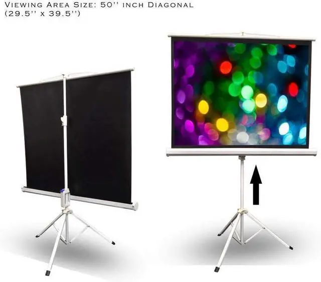 Alt view image 4 of 6 - 50 Inch Portable Projector Screen with Tripod Stand C Lightweight Durable Easy Pull Setup Mobile Projection Screen with 4:3 Aspect Ratio White Matte Fabric for Indoor/Outdoor Use