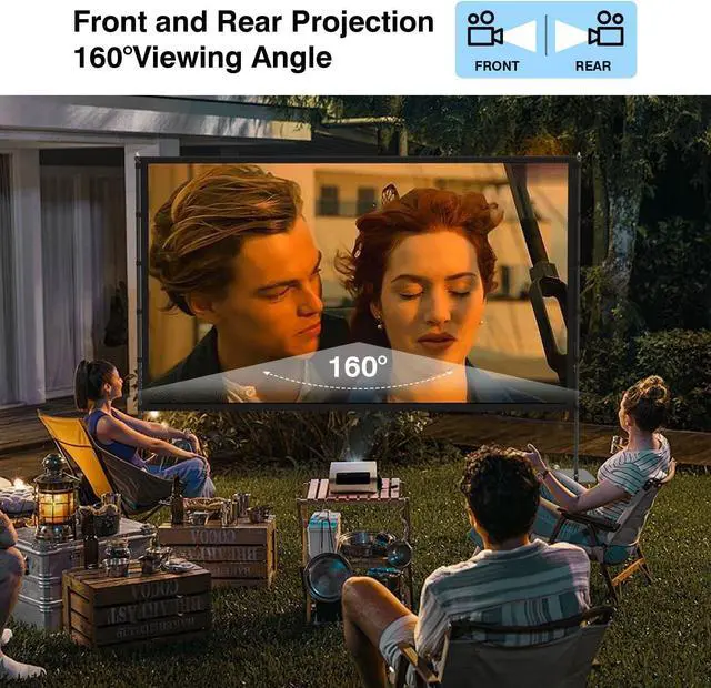 Alt view image 4 of 7 - Outdoor-Projector-Screen-with-Stand - 120 inch Portable Projector Screen Indoor Outdoor Projector Screens 16:9 4K HD Lightweight Movie Screen with Carry Bag for Backyard Movie Night
