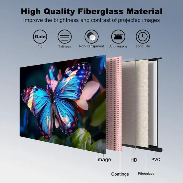 Alt view image 3 of 7 - Outdoor Projector Screen with Stand Tripod Indoor Pull Up Portable Projector Screen 80 INCH 16:9 Adjustable Projection Screen with Carry Bag for Home Theater Backyard Party Movie Nights