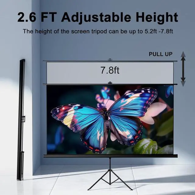 Alt view image 5 of 7 - Outdoor Projector Screen with Stand Tripod Indoor Pull Up Portable Projector Screen 80 INCH 16:9 Adjustable Projection Screen with Carry Bag for Home Theater Backyard Party Movie Nights
