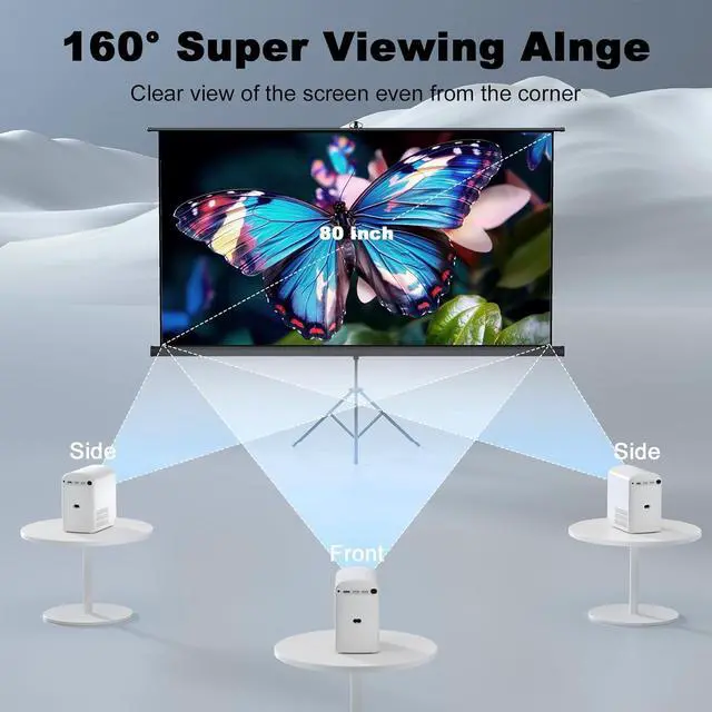 Alt view image 7 of 7 - Outdoor Projector Screen with Stand Tripod Indoor Pull Up Portable Projector Screen 80 INCH 16:9 Adjustable Projection Screen with Carry Bag for Home Theater Backyard Party Movie Nights
