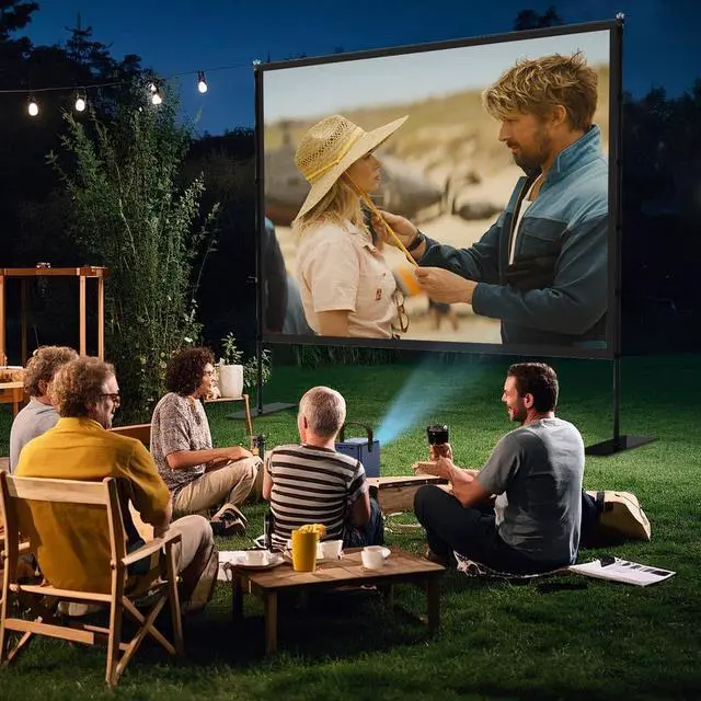 Alt view image 2 of 7 - Outdoor Projector Screen with Stand - 100 inch Portable Projector Screen Indoor Outdoor Projection Screen 16:9 4K HD Outdoor Movie Screen with Carry Bag Enioy Home Theater Projection Screen.