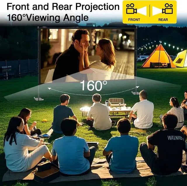 Alt view image 5 of 7 - Outdoor Projector Screen with Stand - 100 inch Portable Projector Screen Indoor Outdoor Projection Screen 16:9 4K HD Outdoor Movie Screen with Carry Bag Enioy Home Theater Projection Screen.