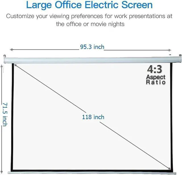 Alt view image 2 of 7 - Auto Motorized Projector Screen with Remote Control 120 inch 4:3 Aspect Ratio Wall/Ceiling Mounted Electric Movie Screen Wrinkle-Free Great for Home Office Theater TV Silver