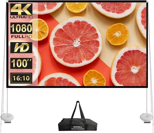 Main image of Outdoor Projector Screen with Stand 100 Inch: Portable Projection Screen 16:10 4K HD Outdoor Movie Screen with Carry Bag for Home Backyard Theater