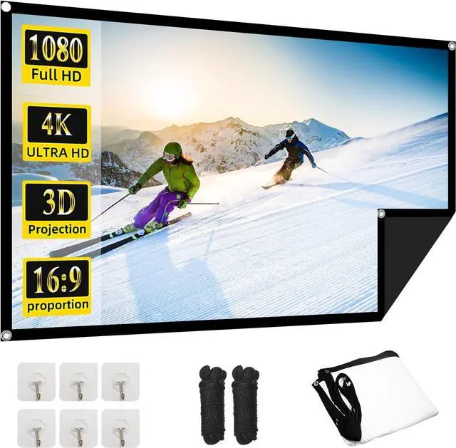 Main image of 60 Inch Projector Screen 4K 16:9 HD Portable Projection Movie Screen Anti-Crease Indoor Outdoor Simple Install Easy Carrying Projection Screen for Home Theater Backyard