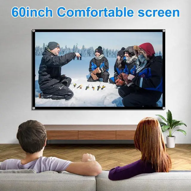 Alt view image 2 of 7 - 60 Inch Projector Screen 4K 16:9 HD Portable Projection Movie Screen Anti-Crease Indoor Outdoor Simple Install Easy Carrying Projection Screen for Home Theater Backyard