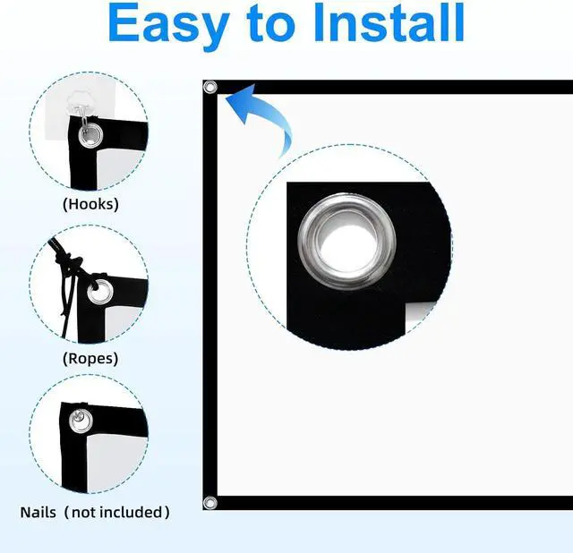 Alt view image 6 of 7 - 60 Inch Projector Screen 4K 16:9 HD Portable Projection Movie Screen Anti-Crease Indoor Outdoor Simple Install Easy Carrying Projection Screen for Home Theater Backyard