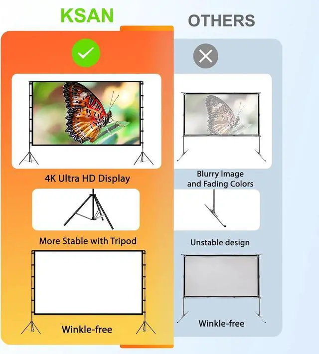 Alt view image 4 of 7 - 120 inch Projection Screen with Stand 16:9 Foldable Anti-Crease Movie Portable Projector Screen with Carrying Bag for Outdoor Indoor Home Theater Office Classroom Party Games