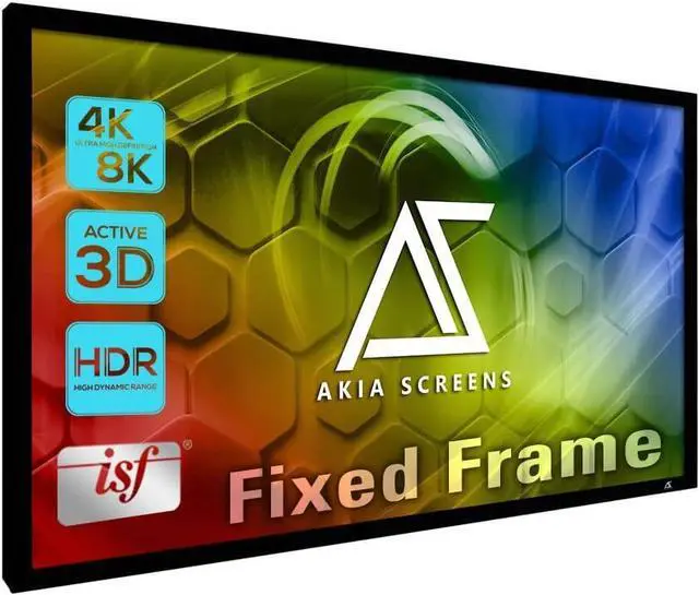 Main image of Akia Screens Fixed Frame Projector Screen 100 inch 16:9 8K 4K Ultra HD 3D Ready Wall Mount CINEWHITE UHD-B 100 Projection Screen for Indoor Movie Video Home Theater Cinema Office AK-FF100WH2