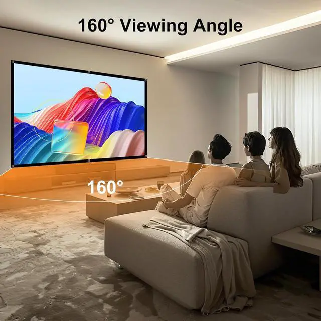 Alt view image 3 of 7 - Projector Screen 100 inch Projection Screen 16:9 Foldable Portable Projector Movies Screens for Home Theater Outdoor Indoor Support Double Side Projection