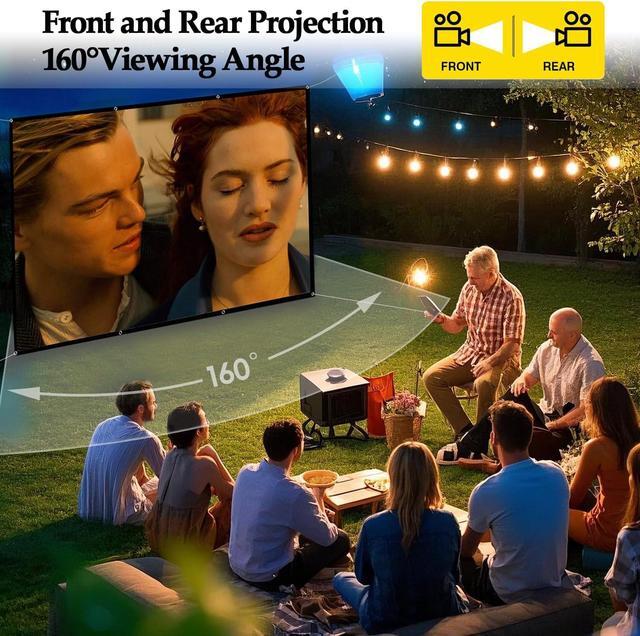 Alt view image 4 of 7 - Projector Screen - 120 inch Projector Screen 16:9 Washable Foldable Portable Projector Movie Screen for Home Theater Indoor Outdoor Projector Screen Support Double Sided Projection Screen.