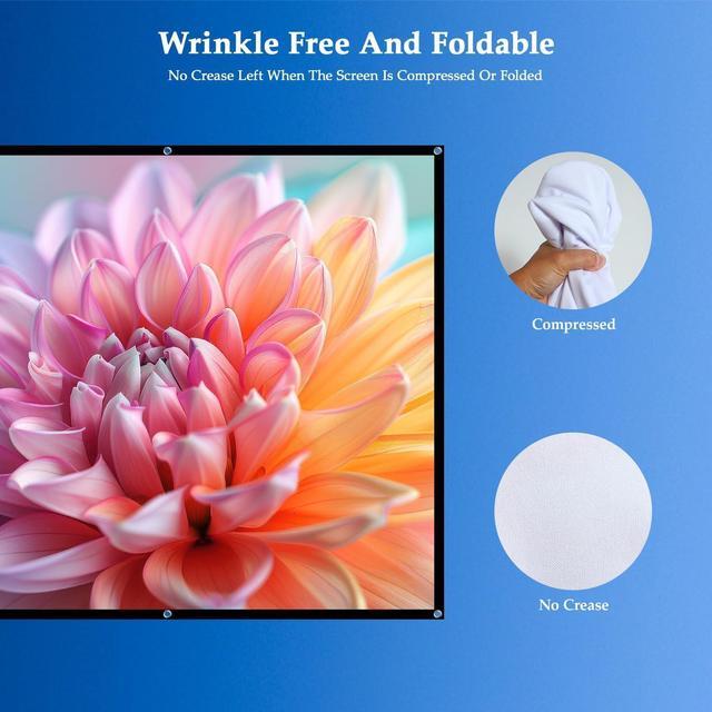 Alt view image 6 of 7 - Projector Screen - 120 inch Projector Screen 16:9 Washable Foldable Portable Projector Movie Screen for Home Theater Indoor Outdoor Projector Screen Support Double Sided Projection Screen.