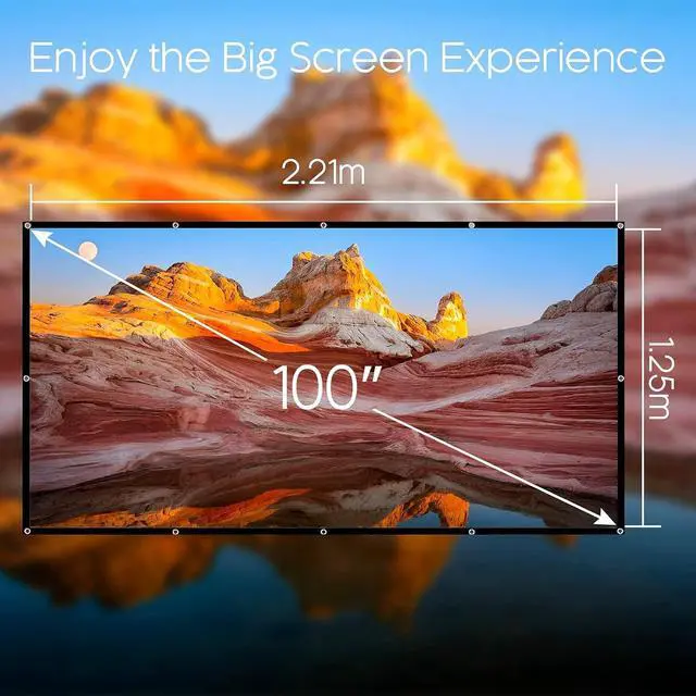 Alt view image 2 of 7 - Projector Screen 100 inch Outdoor Movie Screen with Carrying Bag Portable for Camping 16:9 4K HD Foldable and Anti-Crease Projection Screen Support Double Sided Projection for Home Theater