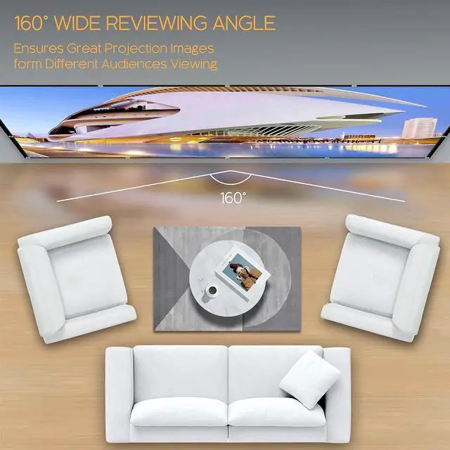 Alt view image 6 of 7 - Projector Screen 100 inch Outdoor Movie Screen with Carrying Bag Portable for Camping 16:9 4K HD Foldable and Anti-Crease Projection Screen Support Double Sided Projection for Home Theater