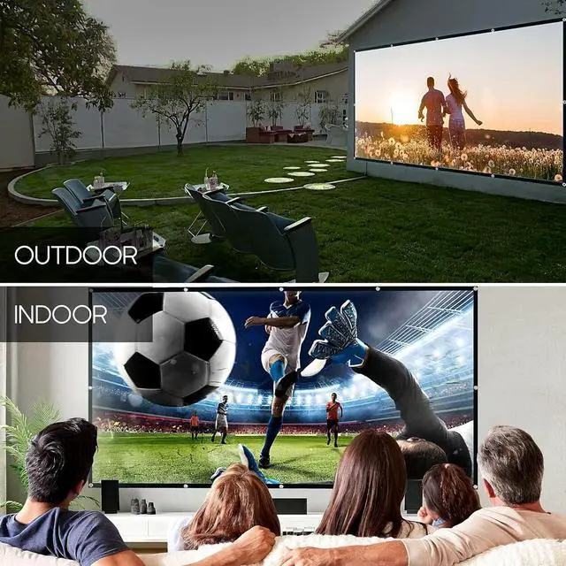 Alt view image 7 of 7 - Projector Screen 100 inch Outdoor Movie Screen with Carrying Bag Portable for Camping 16:9 4K HD Foldable and Anti-Crease Projection Screen Support Double Sided Projection for Home Theater