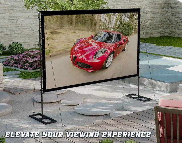 Alt view image 7 of 7 - 100 inch Outdoor Projector Screen with Stand Portable Projector Screen 16:9 HD 4K Movies Screen with Carry Bag for Outside Backyard Indoor Wrinkle-Free Screen for Home Theater