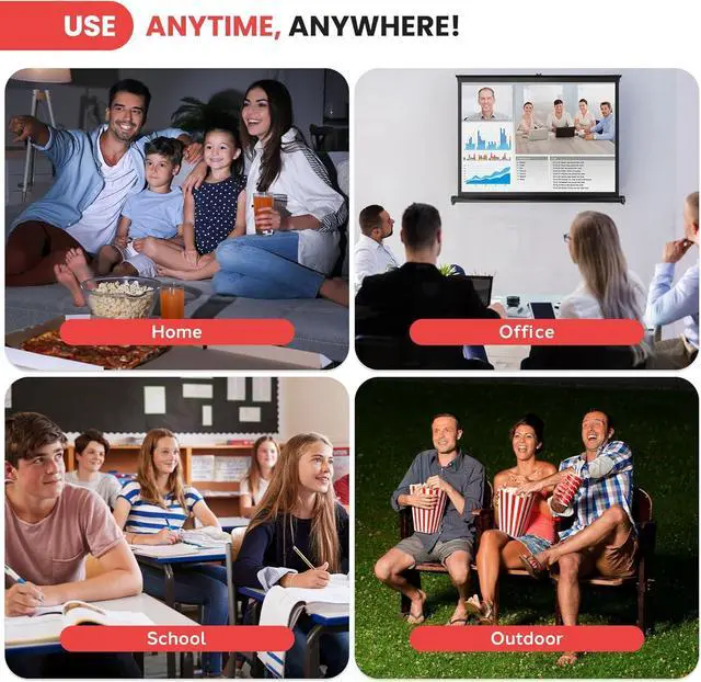Alt view image 5 of 7 - Portable Projector Screen - Mobile Projection Screen Stand Lightweight Carry & Durable Easy Pull Out System for Schools Meeting Conference Indoor Outdoor Use 40 Inch (PRJTP46) White
