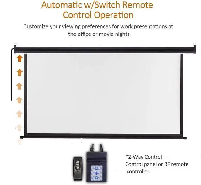 Alt view image 3 of 7 - Motorized Projector Screen 100 inch 16:9 HD Diagonal Indoor and Outdoor Movie Screen with Remote Control for Family Home Office Theater Black