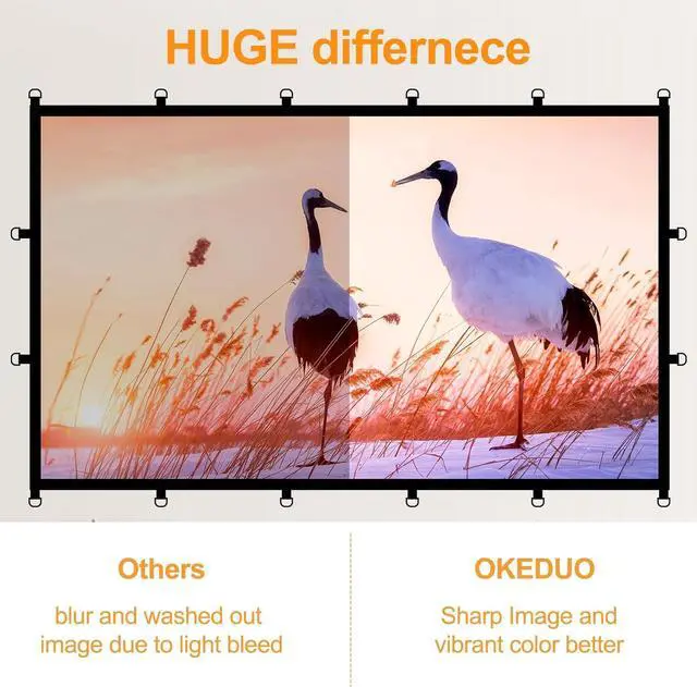 Alt view image 5 of 7 - Projector Screen 120 Inch Outdoor Projector 16:9 Movie Screen 4K HD Projection Screen for Home Office Party Travel (120 Inch Projector Screen)