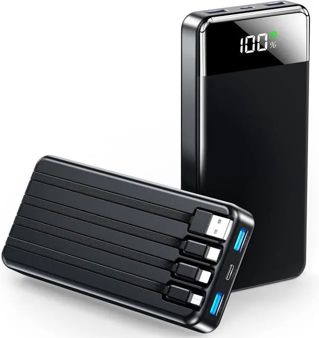 Main image of Portable Charger 35000mAh Power Bank - Portable Battery with 4 Built in Cables 22.5W Fast Charging Battery Pack Compatible with iPhone 16 15 14 13  Android Phone etc (1 Pack Black)