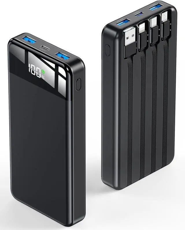 Alt view image 7 of 7 - Portable Charger 35000mAh Power Bank - Portable Battery with 4 Built in Cables 22.5W Fast Charging Battery Pack Compatible with iPhone 16 15 14 13  Android Phone etc (1 Pack Black)